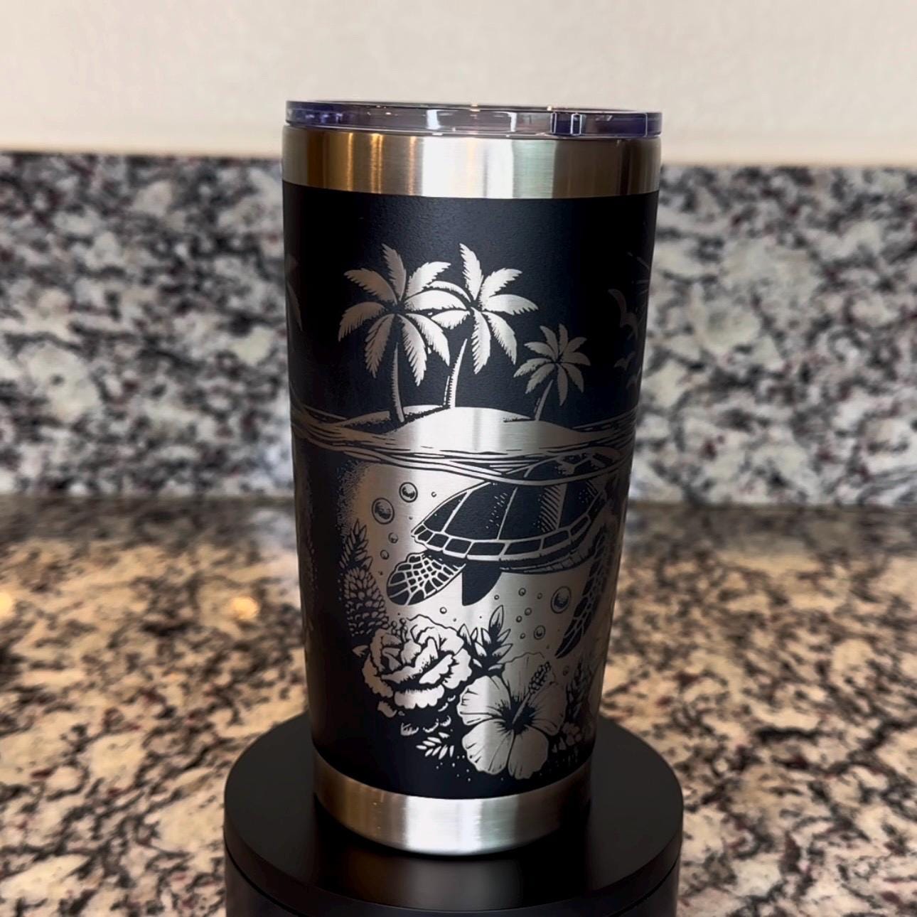 Personalized Sea Turtle 20 oz Stainless Steel Tumbler – Custom Full Wrap Engraved