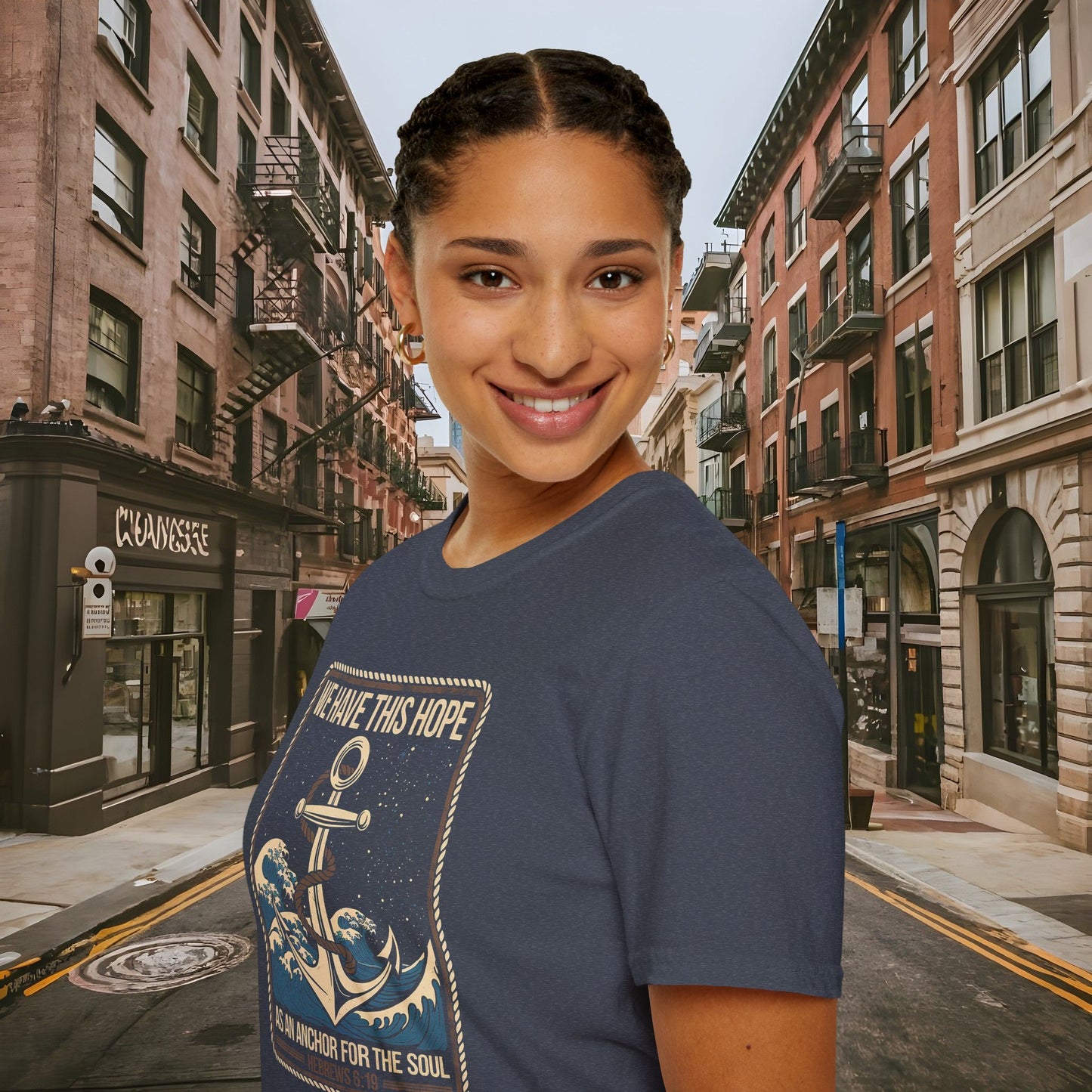 Hope As An Anchor for the Soul - Hebrews 6:19 Shirt by Buck Matthews Designs - Unisex Softstyle T-Shirt