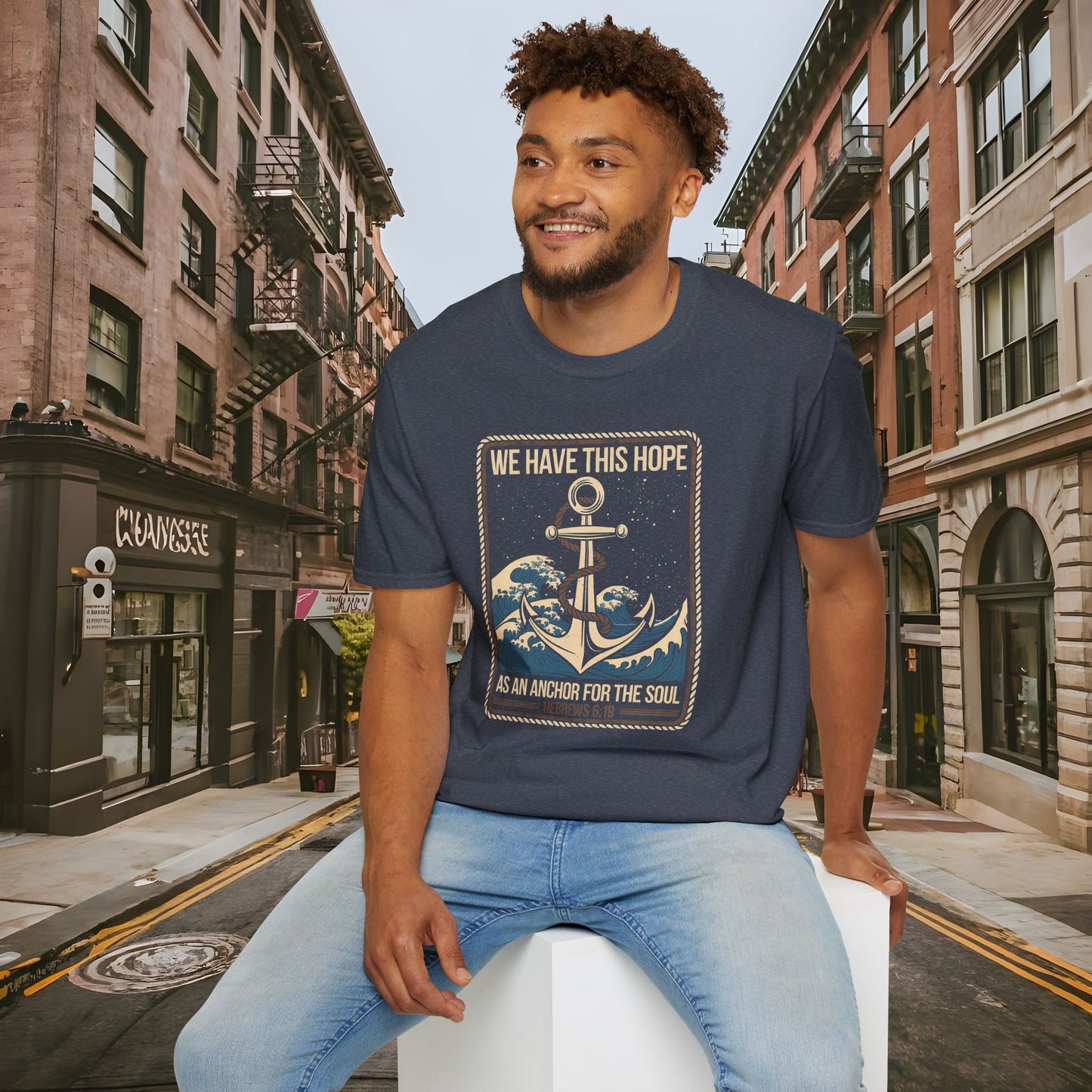 Hope As An Anchor for the Soul - Hebrews 6:19 Shirt by Buck Matthews Designs - Unisex Softstyle T-Shirt