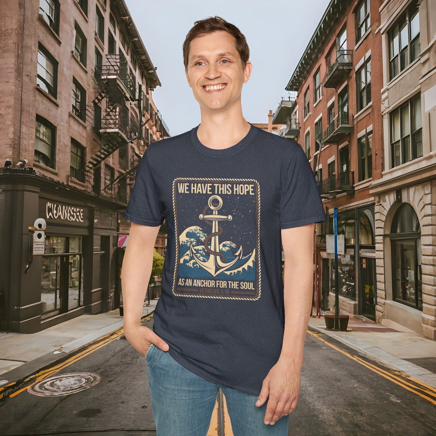 Hope As An Anchor for the Soul - Hebrews 6:19 Shirt by Buck Matthews Designs - Unisex Softstyle T-Shirt