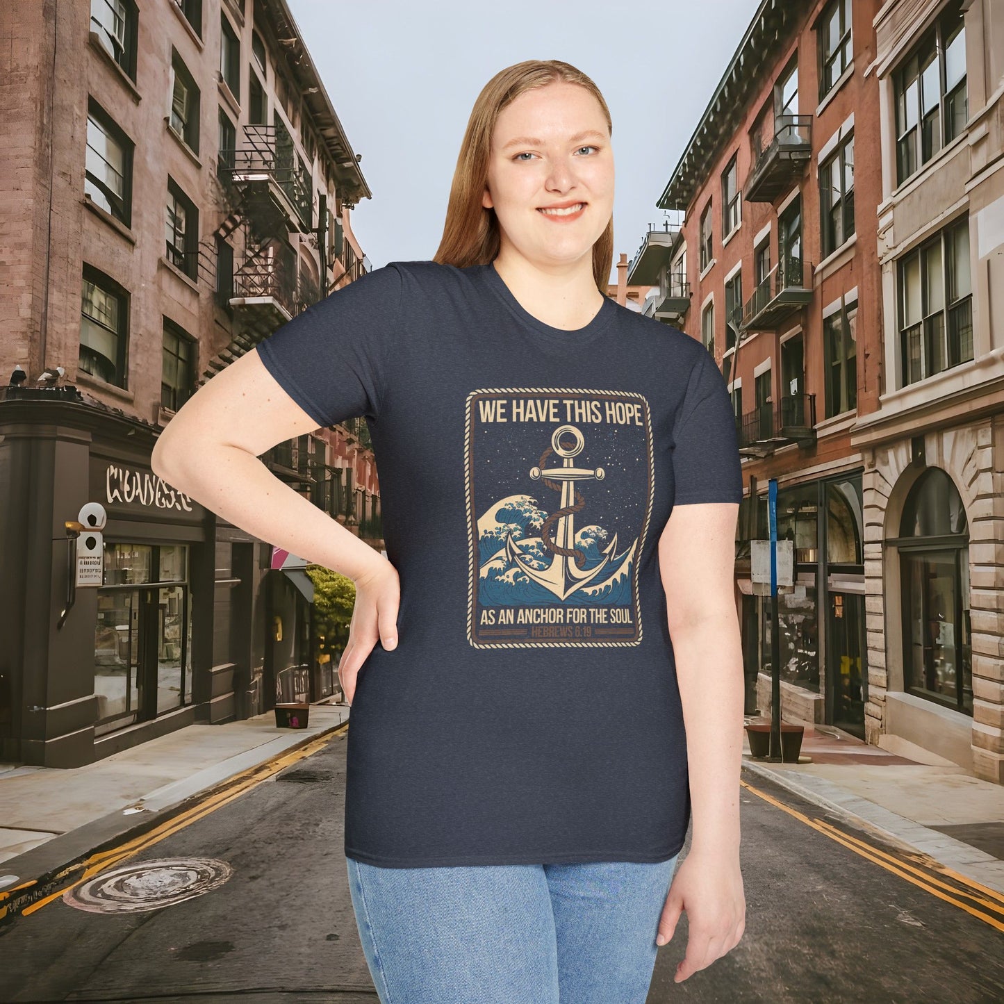 Hope As An Anchor for the Soul - Hebrews 6:19 Shirt by Buck Matthews Designs - Unisex Softstyle T-Shirt