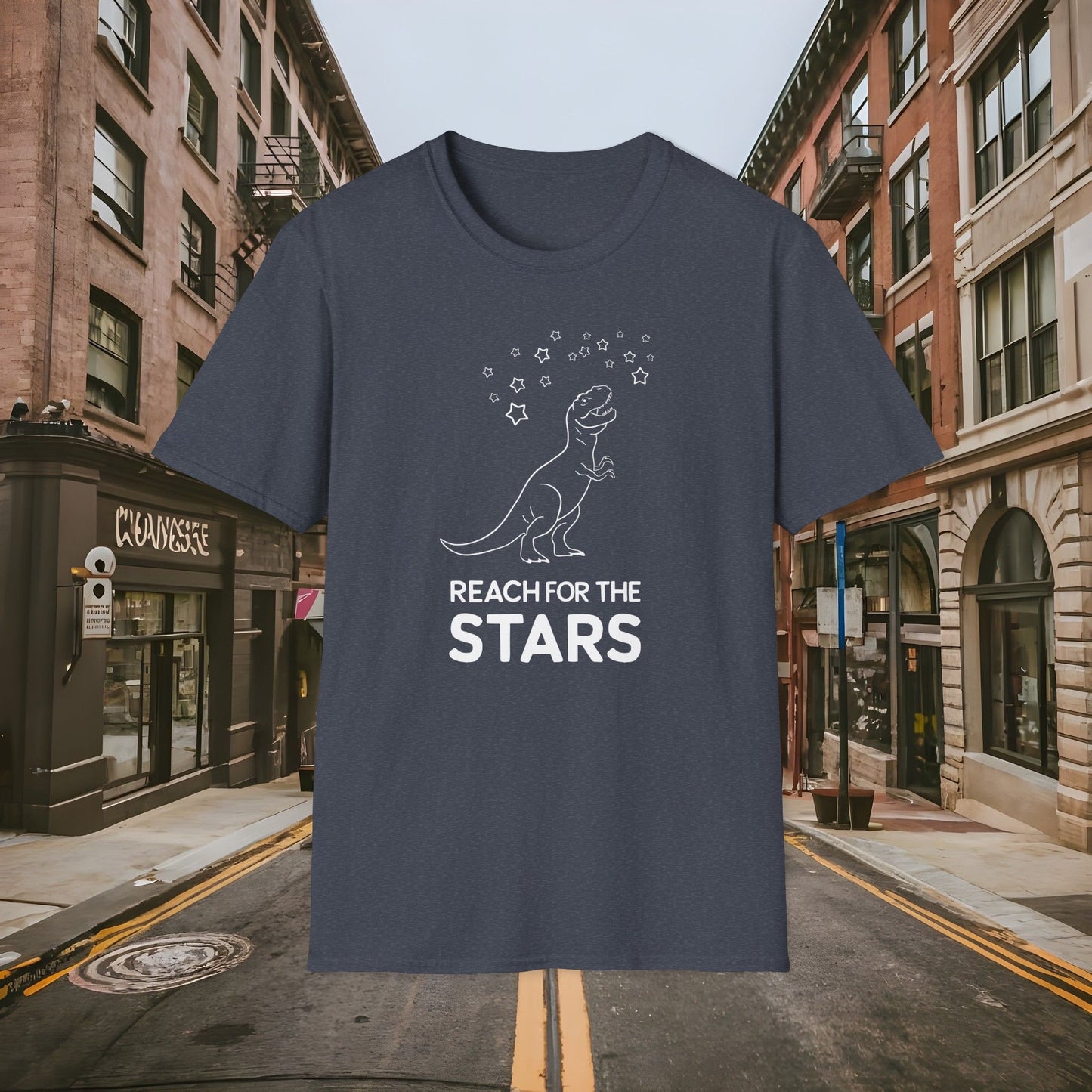 Reach For The Stars - Inspirational Funny T-Rex Unisex Softstyle T-Shirt