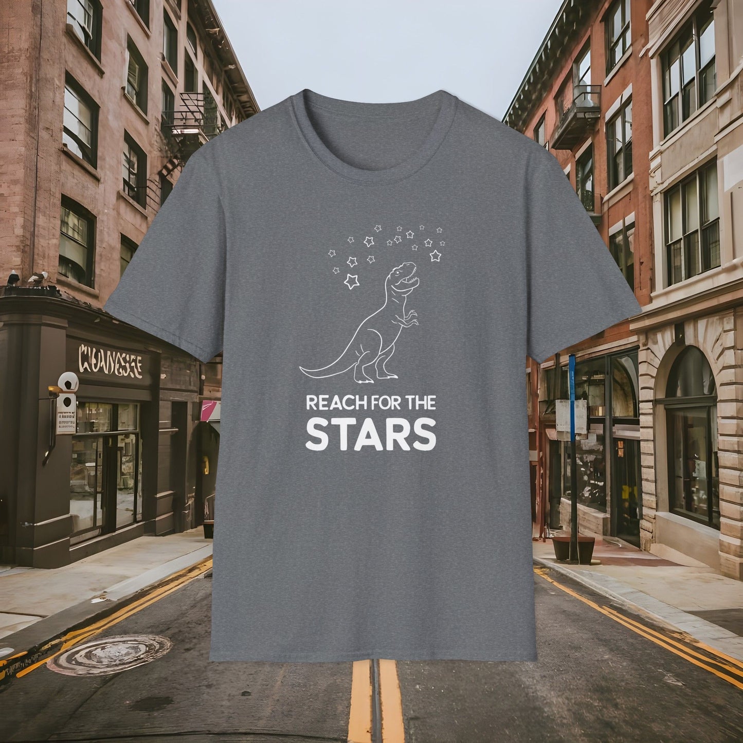 Reach For The Stars - Inspirational Funny T-Rex Unisex Softstyle T-Shirt