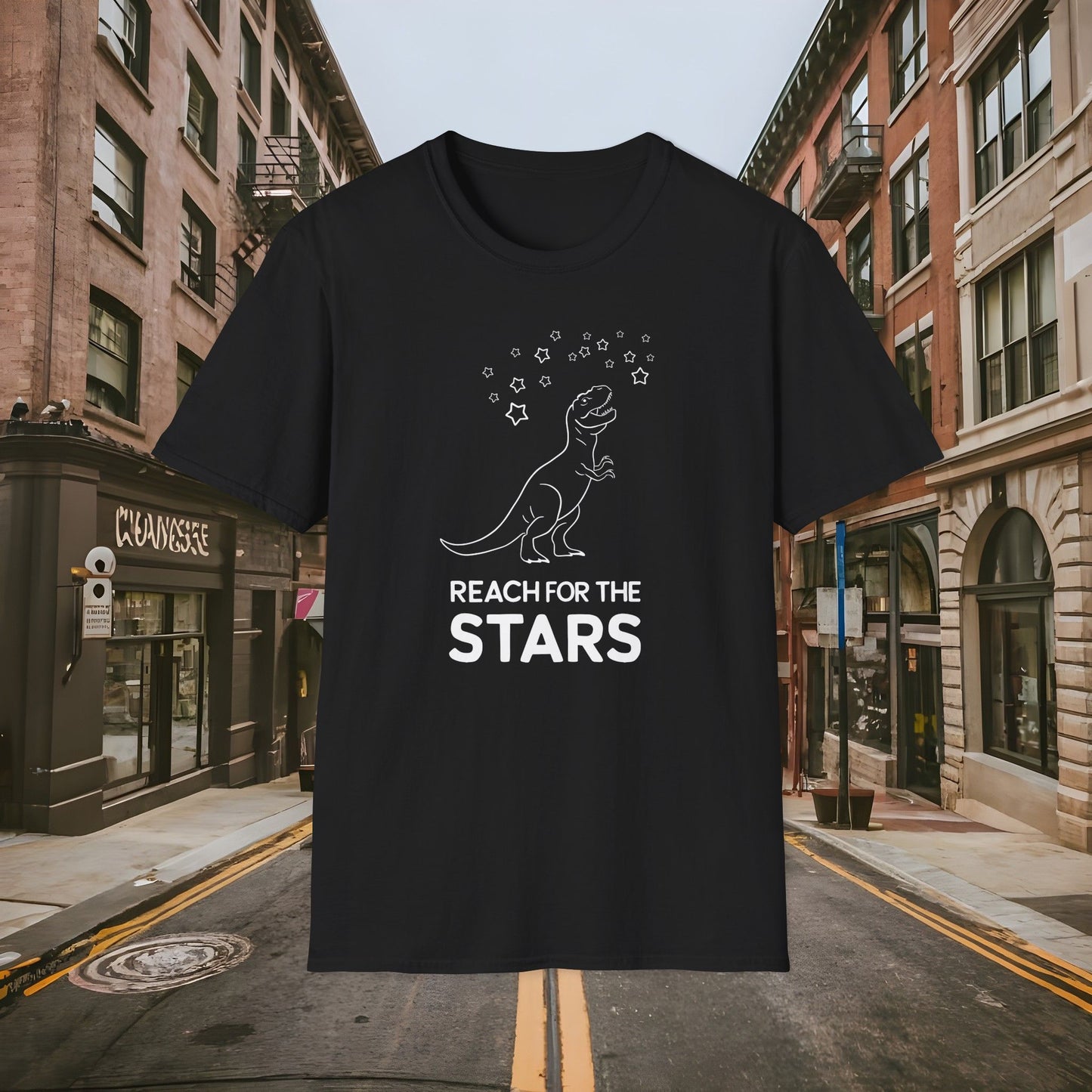 Reach For The Stars - Inspirational Funny T-Rex Unisex Softstyle T-Shirt