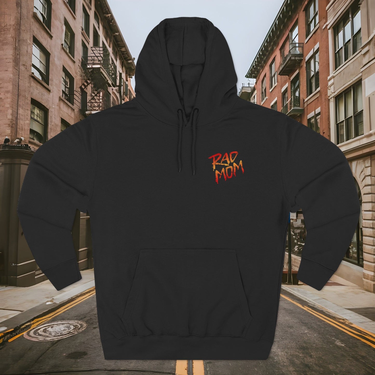 Rad Mom BMX Racing Hoodie - Retro BMX Mom Three-Panel Fleece Hoodie