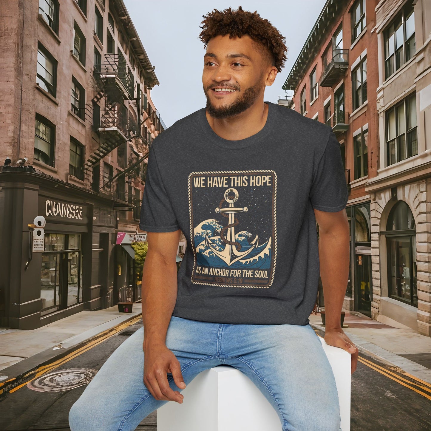 Hope As An Anchor for the Soul - Hebrews 6:19 Shirt by Buck Matthews Designs - Unisex Softstyle T-Shirt