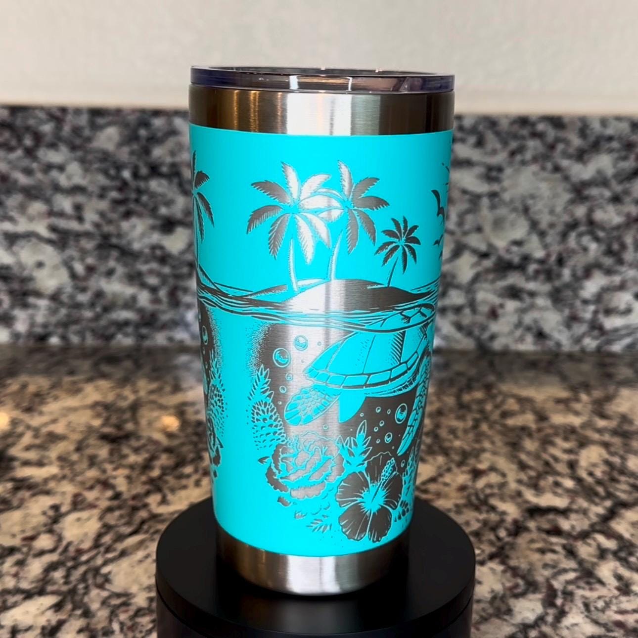 Personalized Sea Turtle 20 oz Stainless Steel Tumbler – Custom Full Wrap Engraved