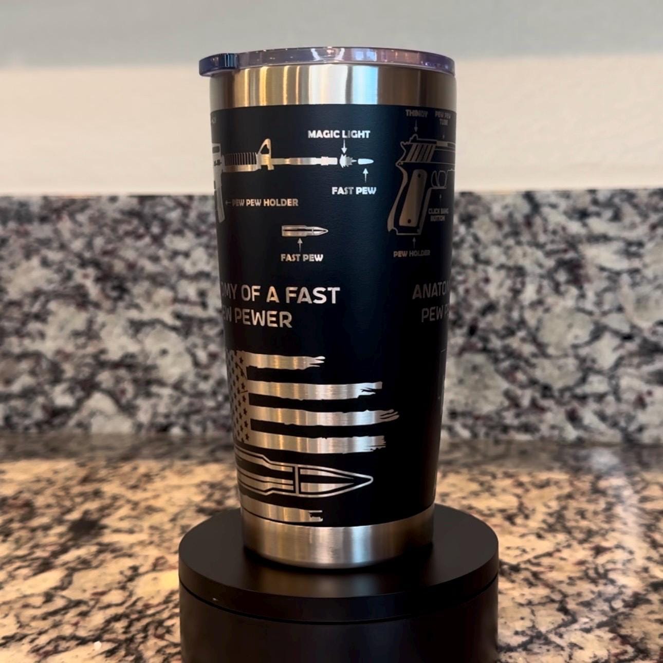 Anatomy of a Pew Pew Law Enforcement, Military, and Firearms Enthusiast Tumbler – 20 oz Laser Engraved Stainless Steel