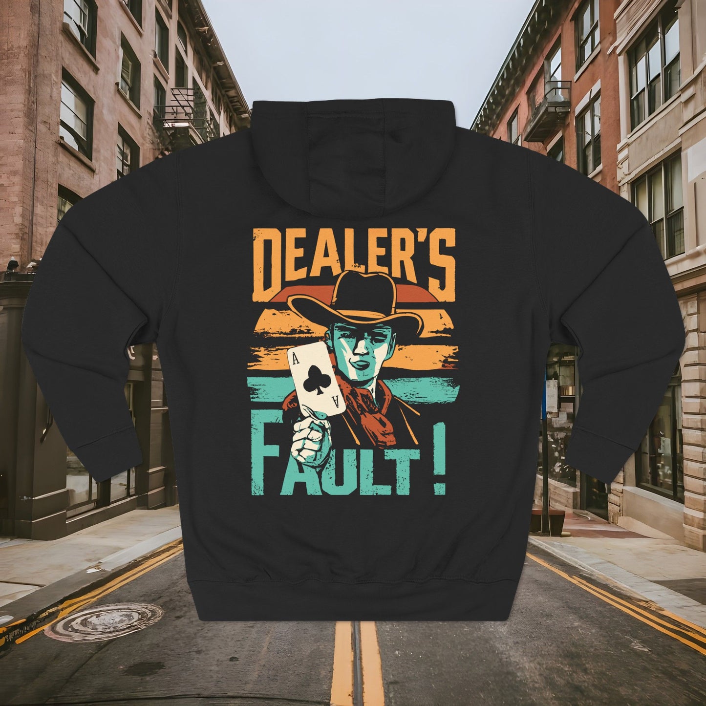 Dealer's Fault Vintage Cowboy - Unisex Pullover Three-Panel Fleece Hoodie