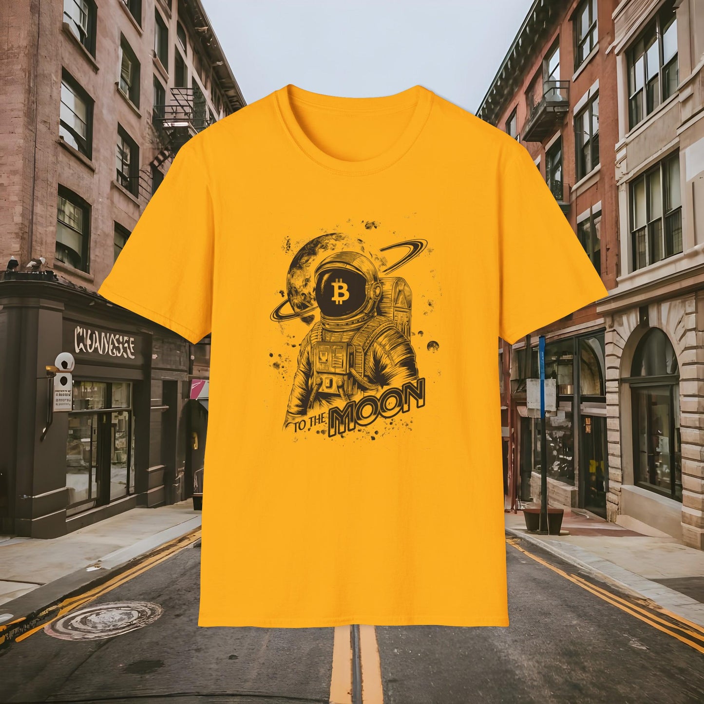 Bitcoin To the Moon Bitcoin Astronaut Shirt by Buck Matthews Designs