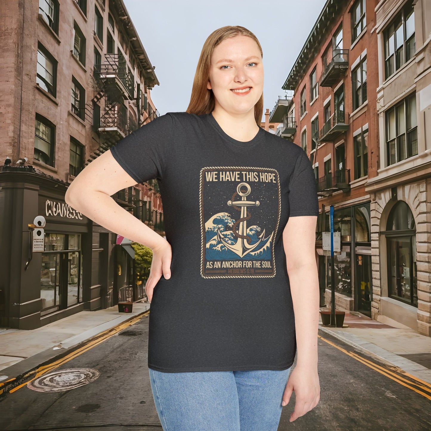 Hope As An Anchor for the Soul - Hebrews 6:19 Shirt by Buck Matthews Designs - Unisex Softstyle T-Shirt