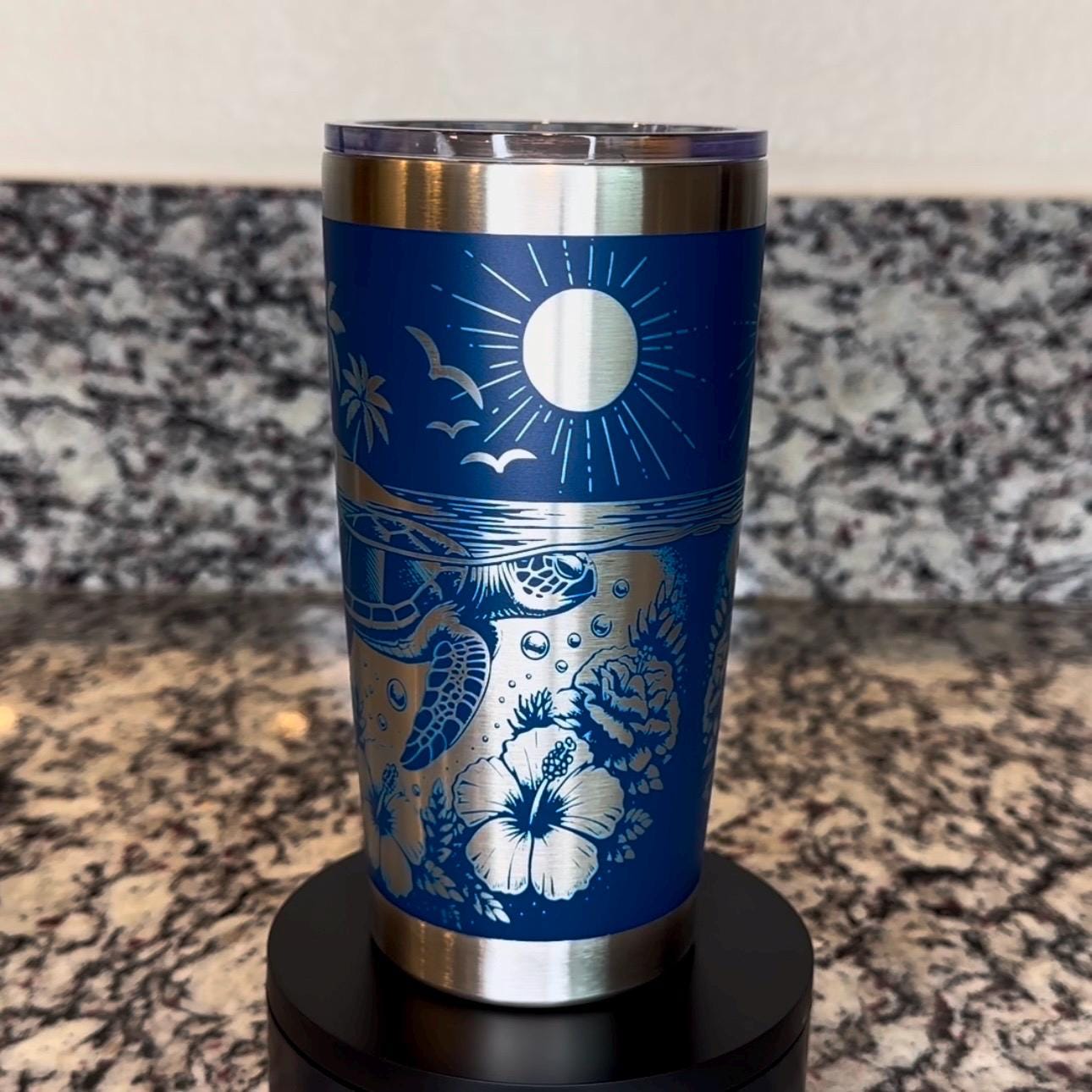 Personalized Sea Turtle 20 oz Stainless Steel Tumbler – Custom Full Wrap Engraved