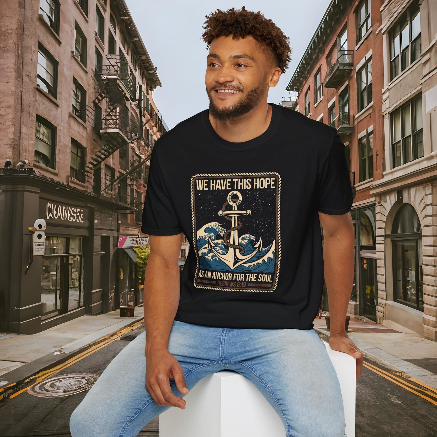 Hope As An Anchor for the Soul - Hebrews 6:19 Shirt by Buck Matthews Designs - Unisex Softstyle T-Shirt