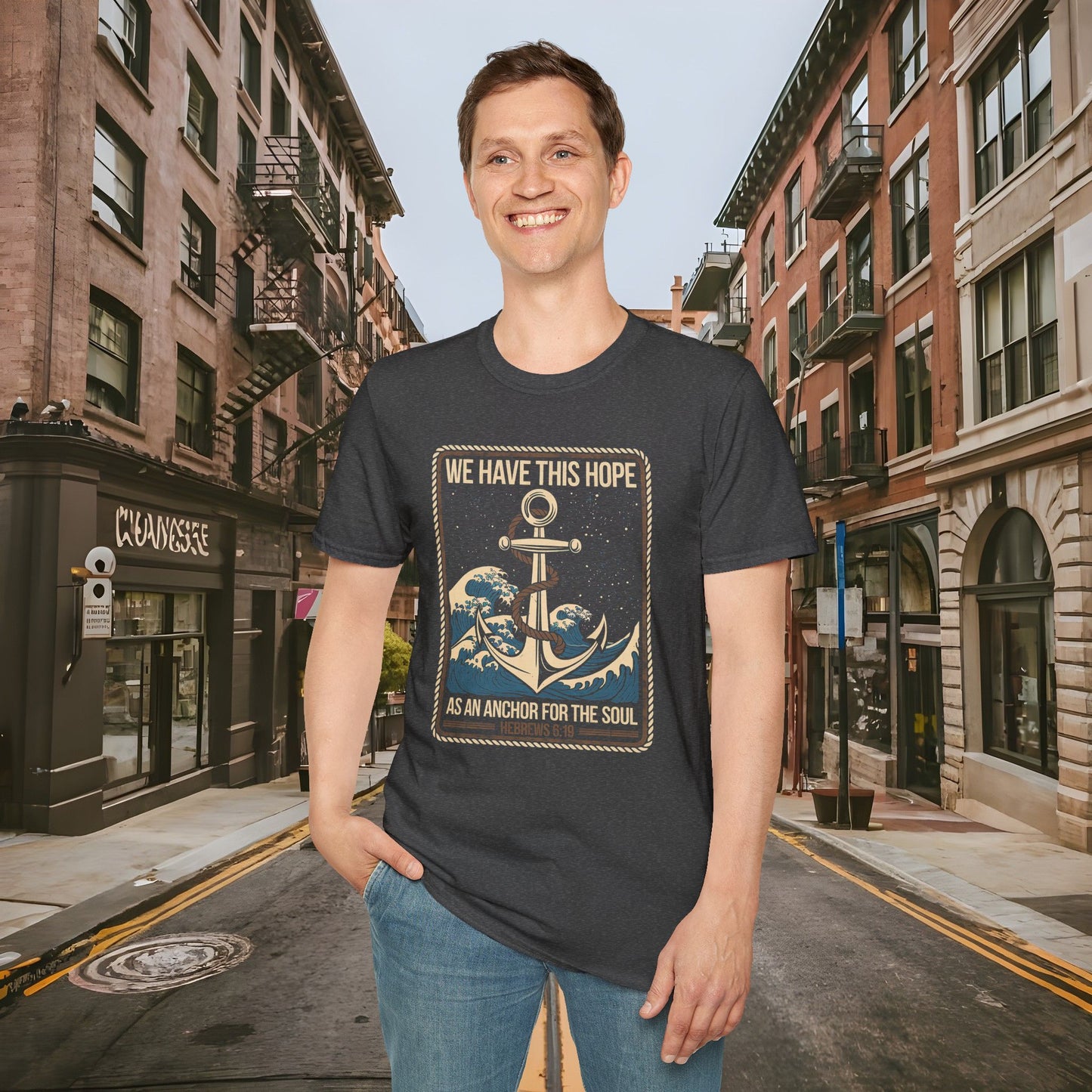 Hope As An Anchor for the Soul - Hebrews 6:19 Shirt by Buck Matthews Designs - Unisex Softstyle T-Shirt