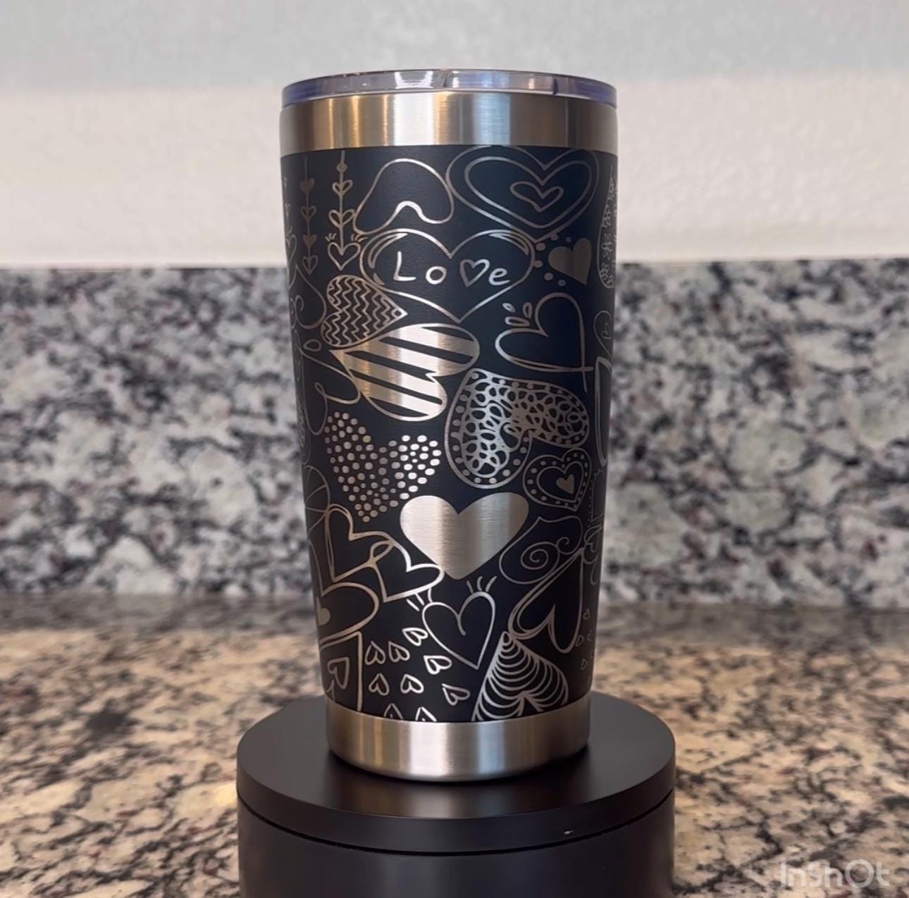 20 oz Laser Engraved Heart Doodles Tumbler – Valentine’s Day Hot & Cold Cup