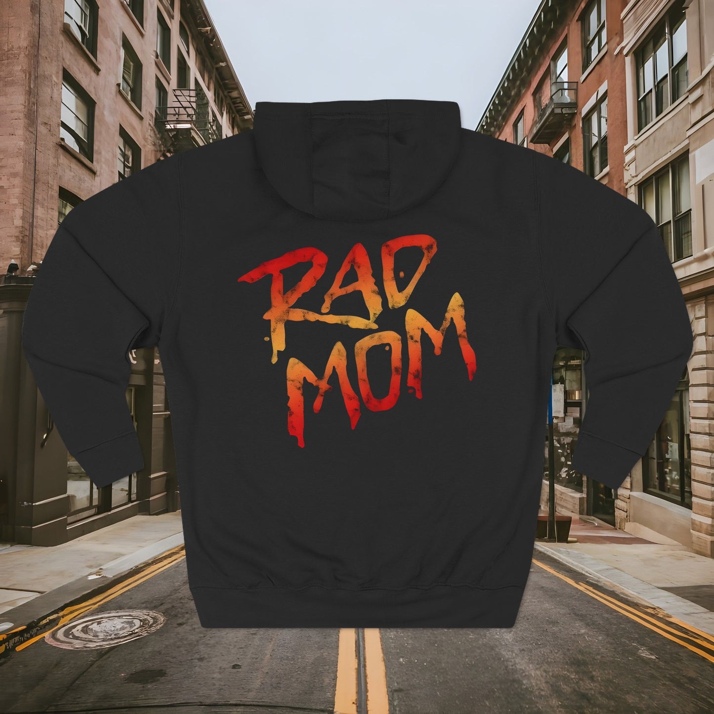 Rad Mom BMX Racing Hoodie - Retro BMX Mom Three-Panel Fleece Hoodie