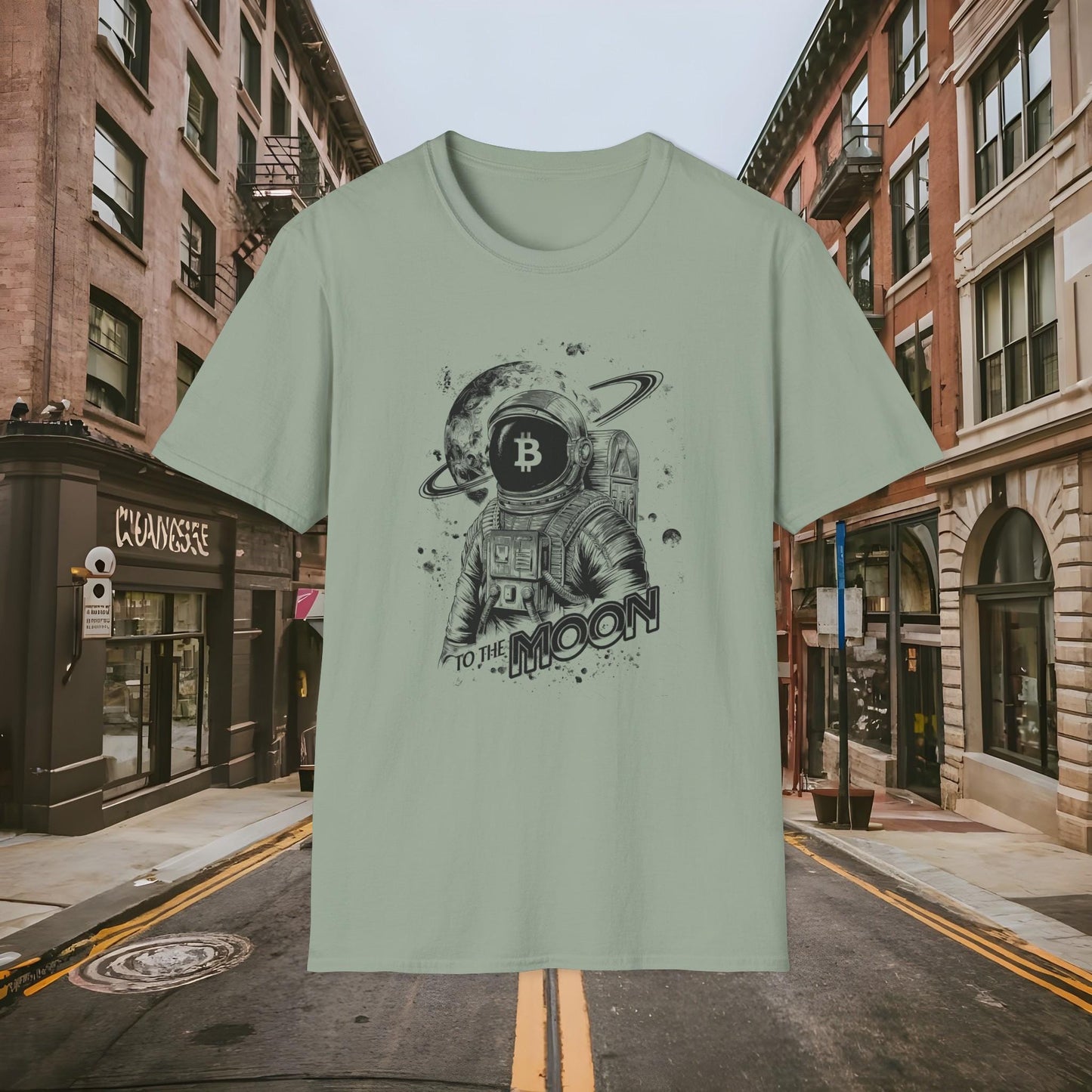 Bitcoin To the Moon Bitcoin Astronaut Shirt by Buck Matthews Designs