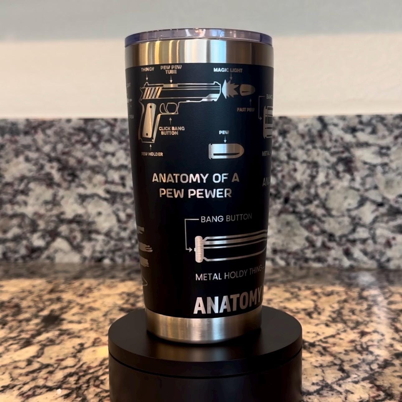 Anatomy of a Pew Pew Law Enforcement, Military, and Firearms Enthusiast Tumbler – 20 oz Laser Engraved Stainless Steel