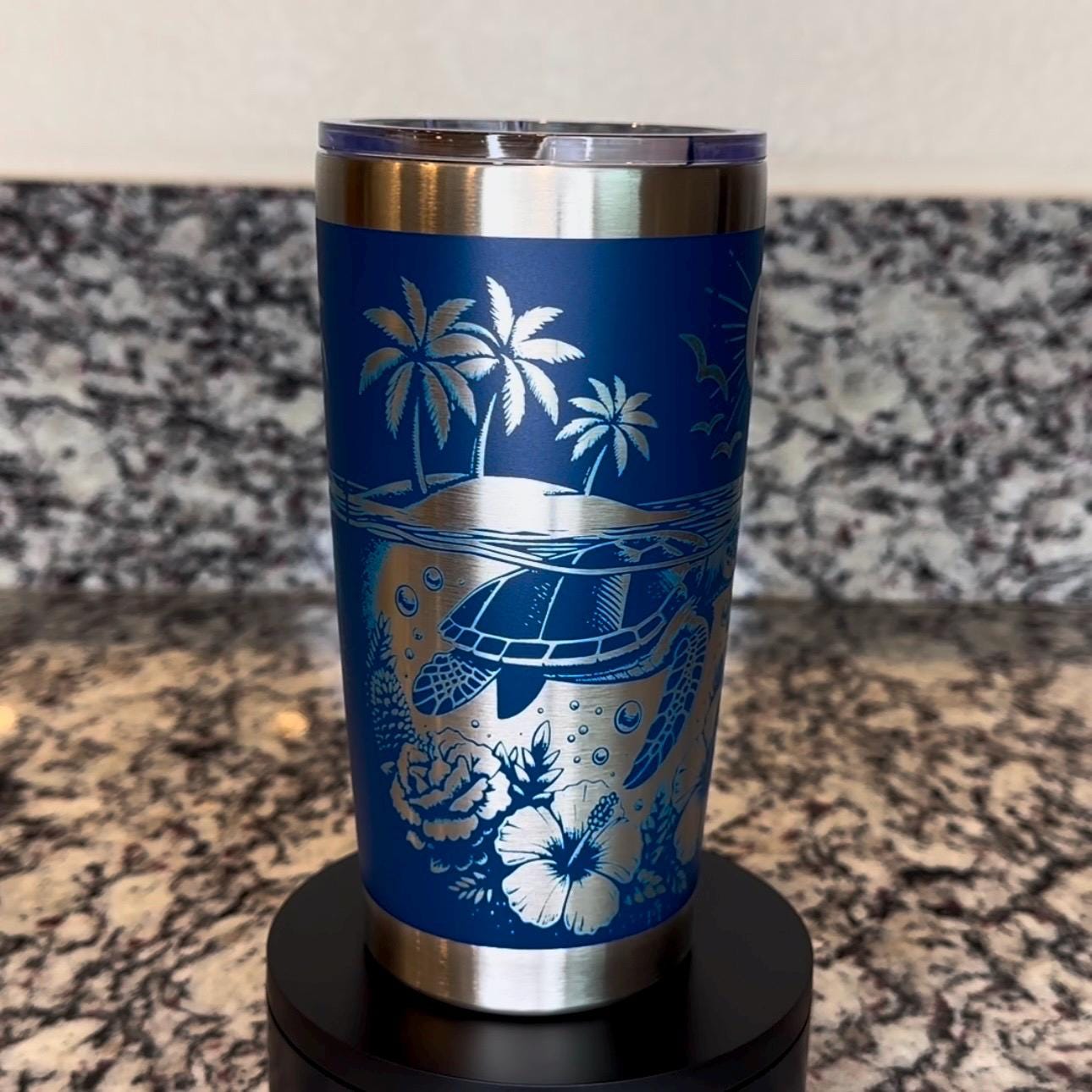 Personalized Sea Turtle 20 oz Stainless Steel Tumbler – Custom Full Wrap Engraved