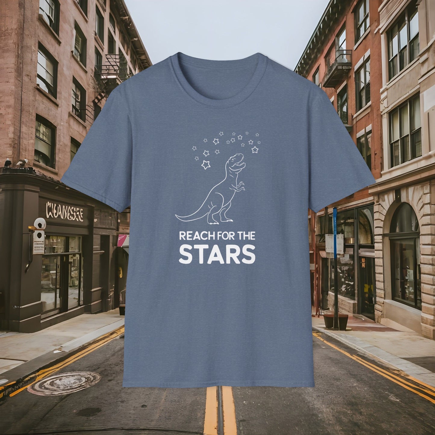 Reach For The Stars - Inspirational Funny T-Rex Unisex Softstyle T-Shirt