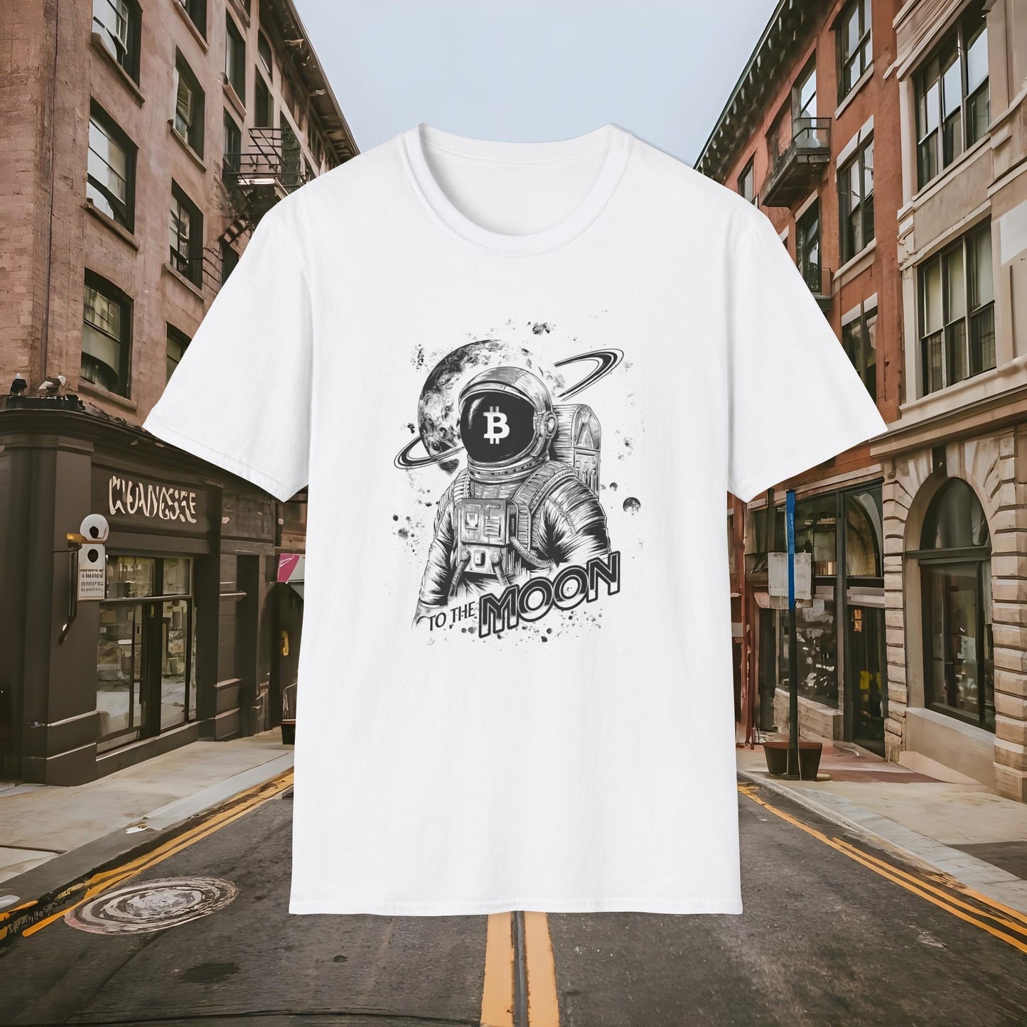 Bitcoin To the Moon Bitcoin Astronaut Shirt by Buck Matthews Designs