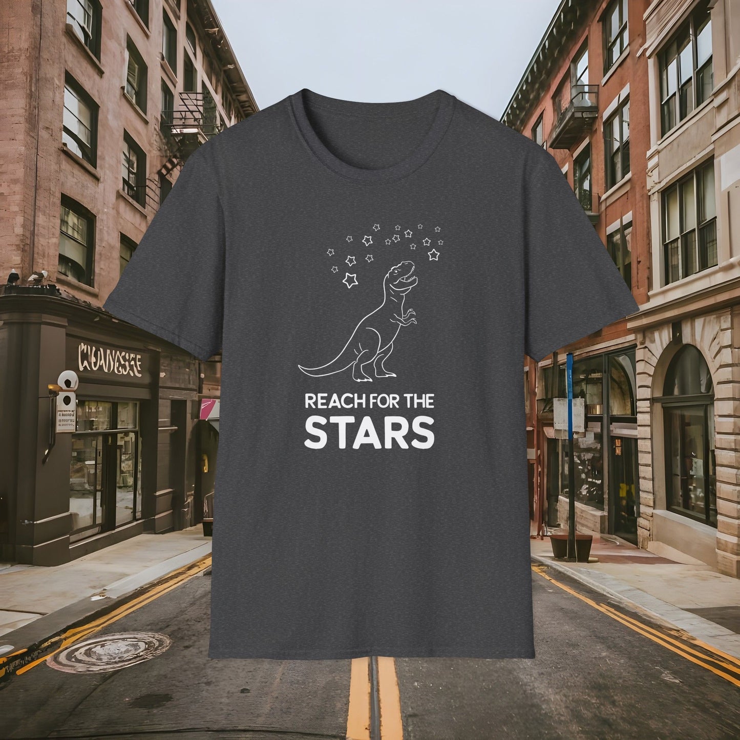 Reach For The Stars - Inspirational Funny T-Rex Unisex Softstyle T-Shirt