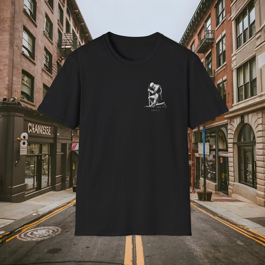 Praying Knight - Ephesians 6:10 - Armor of God - Inspirational Unisex Softstyle T-Shirt - Motivational Design