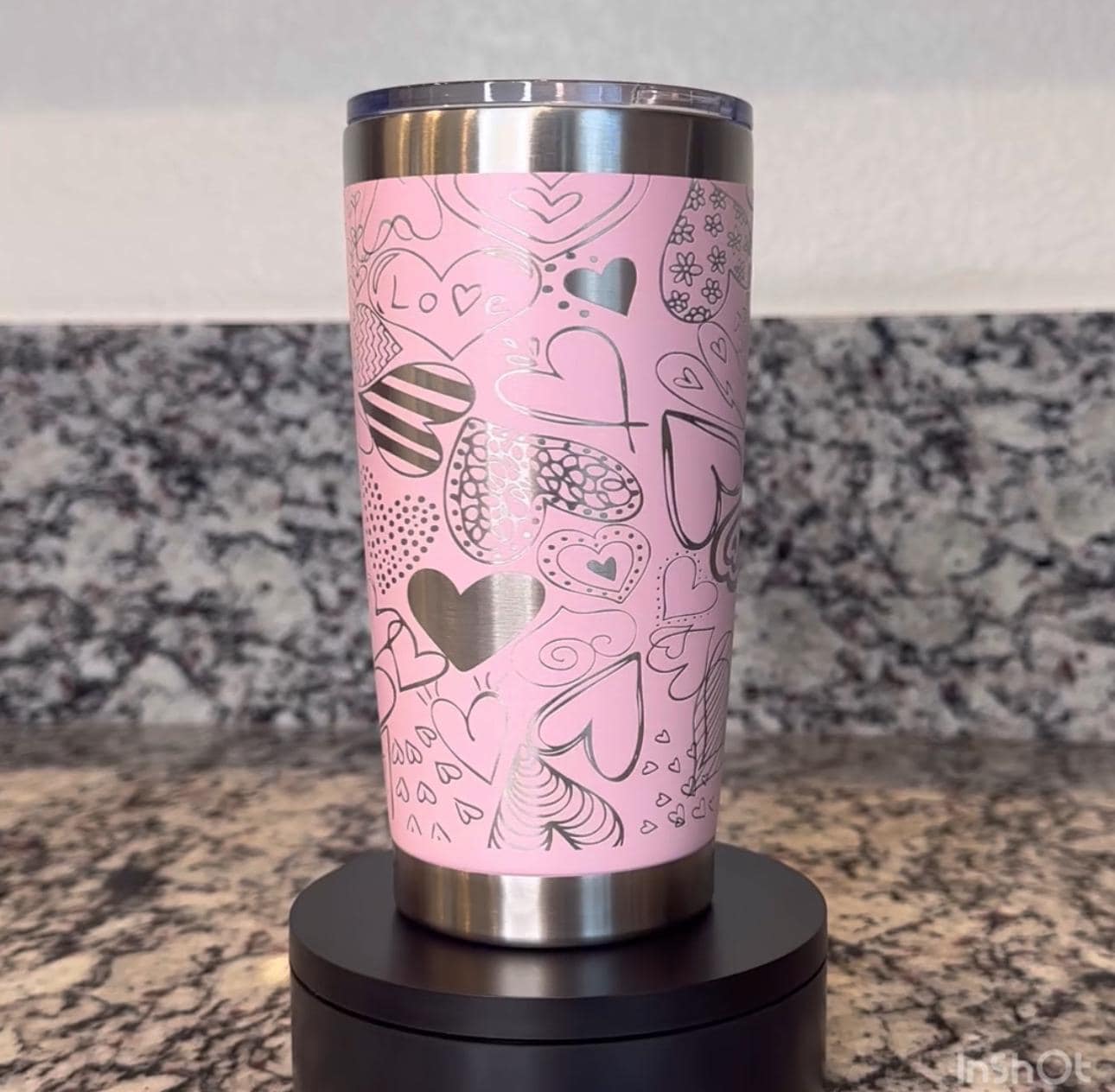 20 oz Laser Engraved Heart Doodles Tumbler – Valentine’s Day Hot & Cold Cup