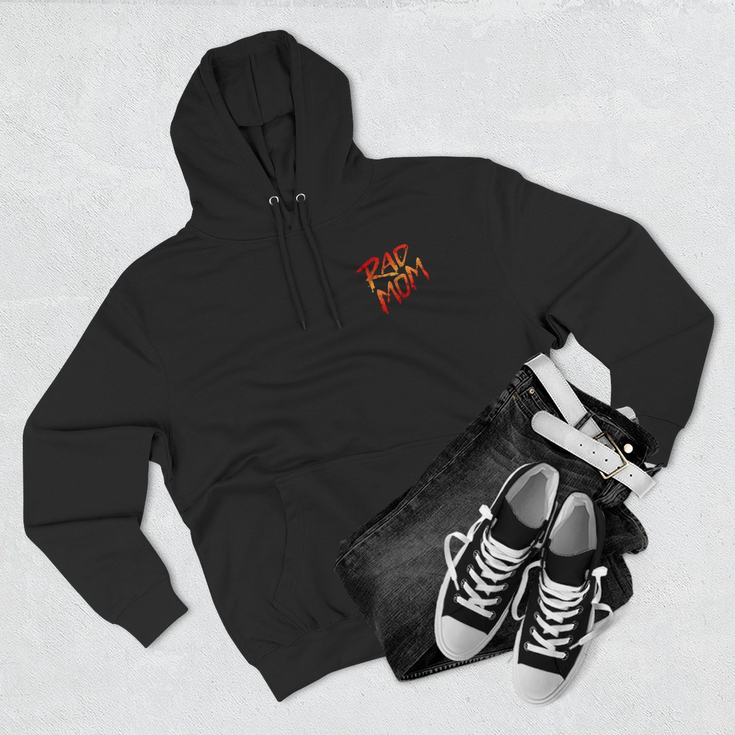 Rad Mom BMX Racing Hoodie - Retro BMX Mom Three-Panel Fleece Hoodie
