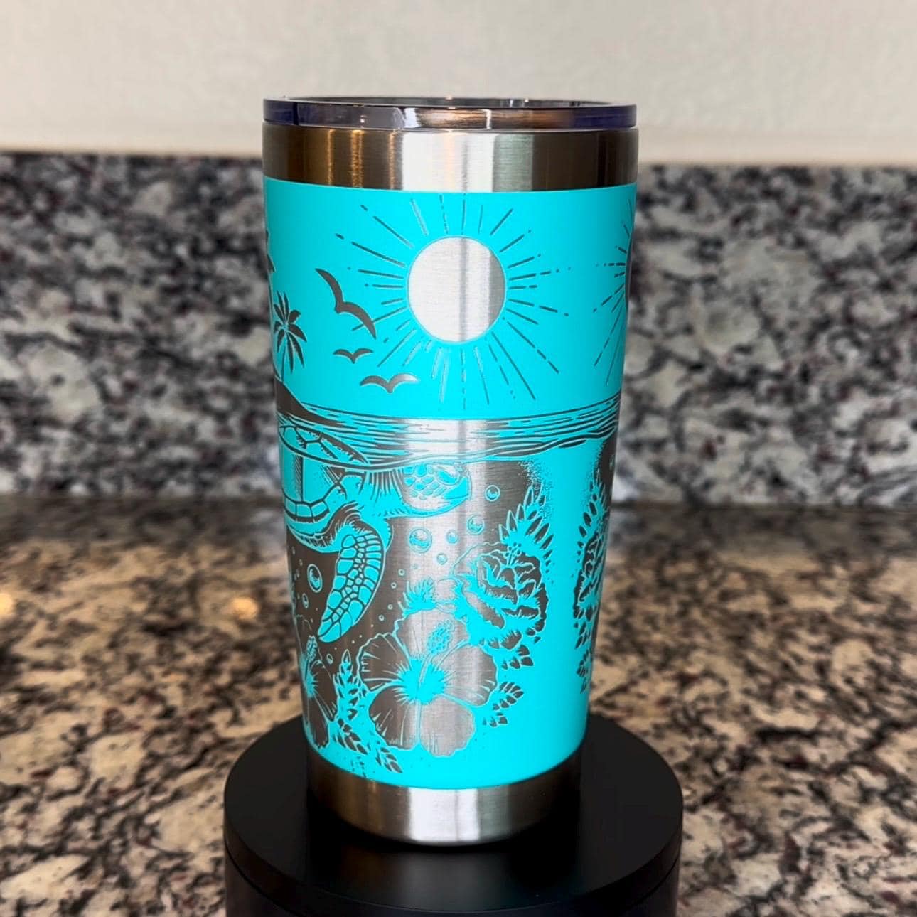 Personalized Sea Turtle 20 oz Stainless Steel Tumbler – Custom Full Wrap Engraved