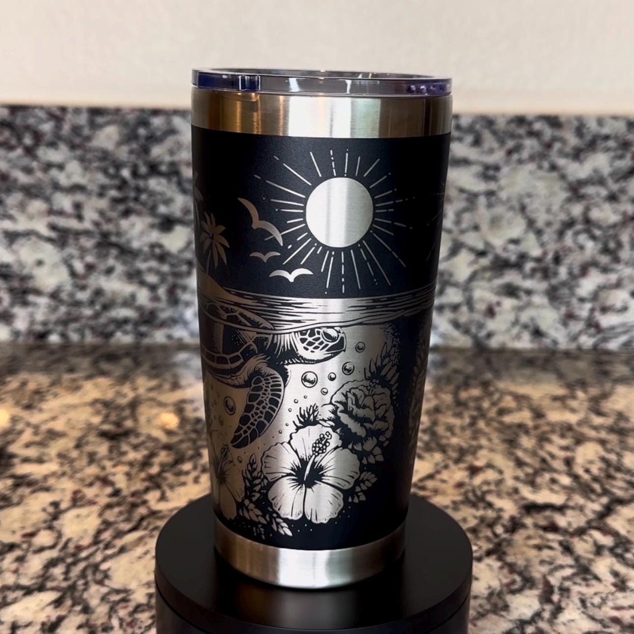 Personalized Sea Turtle 20 oz Stainless Steel Tumbler – Custom Full Wrap Engraved