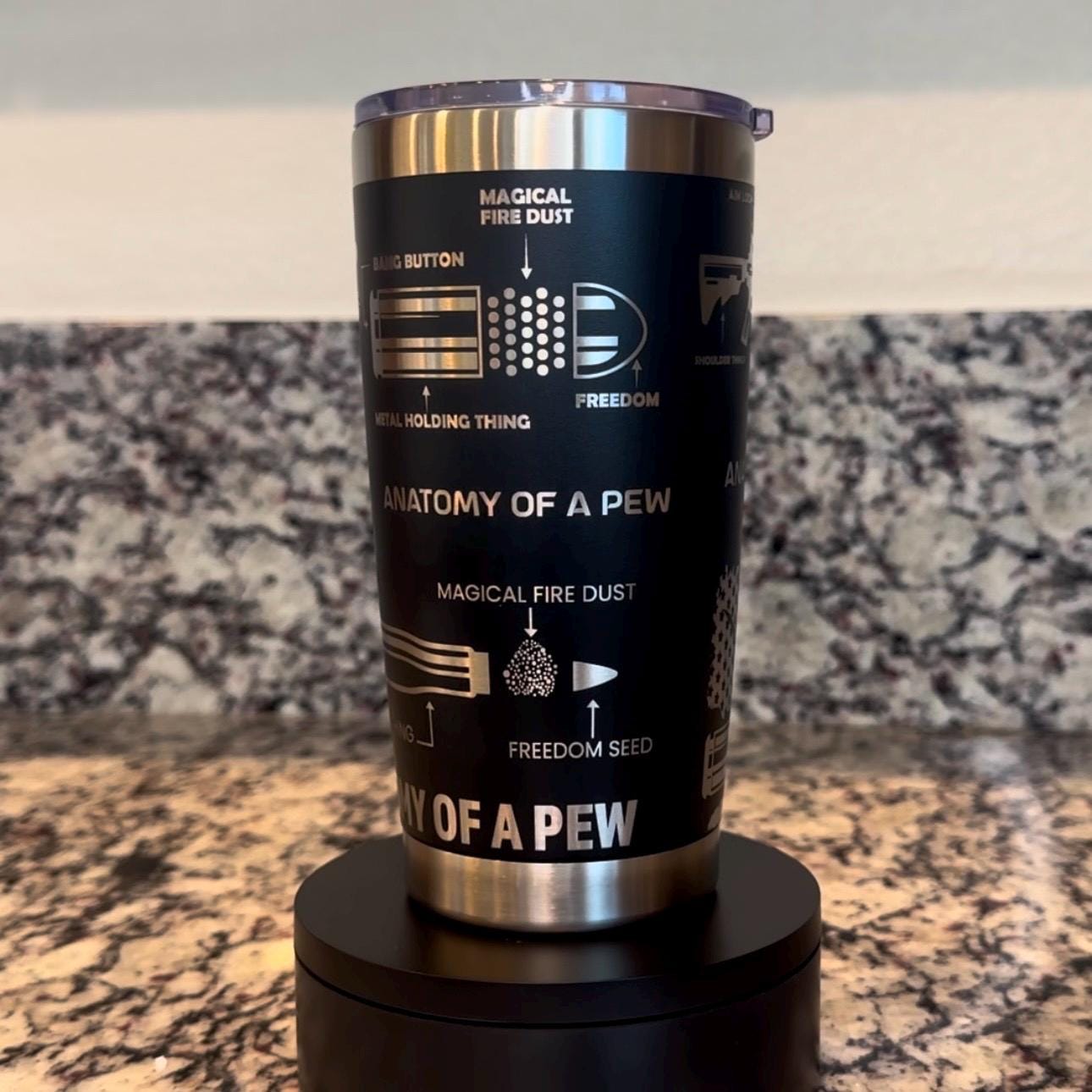 Anatomy of a Pew Pew Law Enforcement, Military, and Firearms Enthusiast Tumbler – 20 oz Laser Engraved Stainless Steel