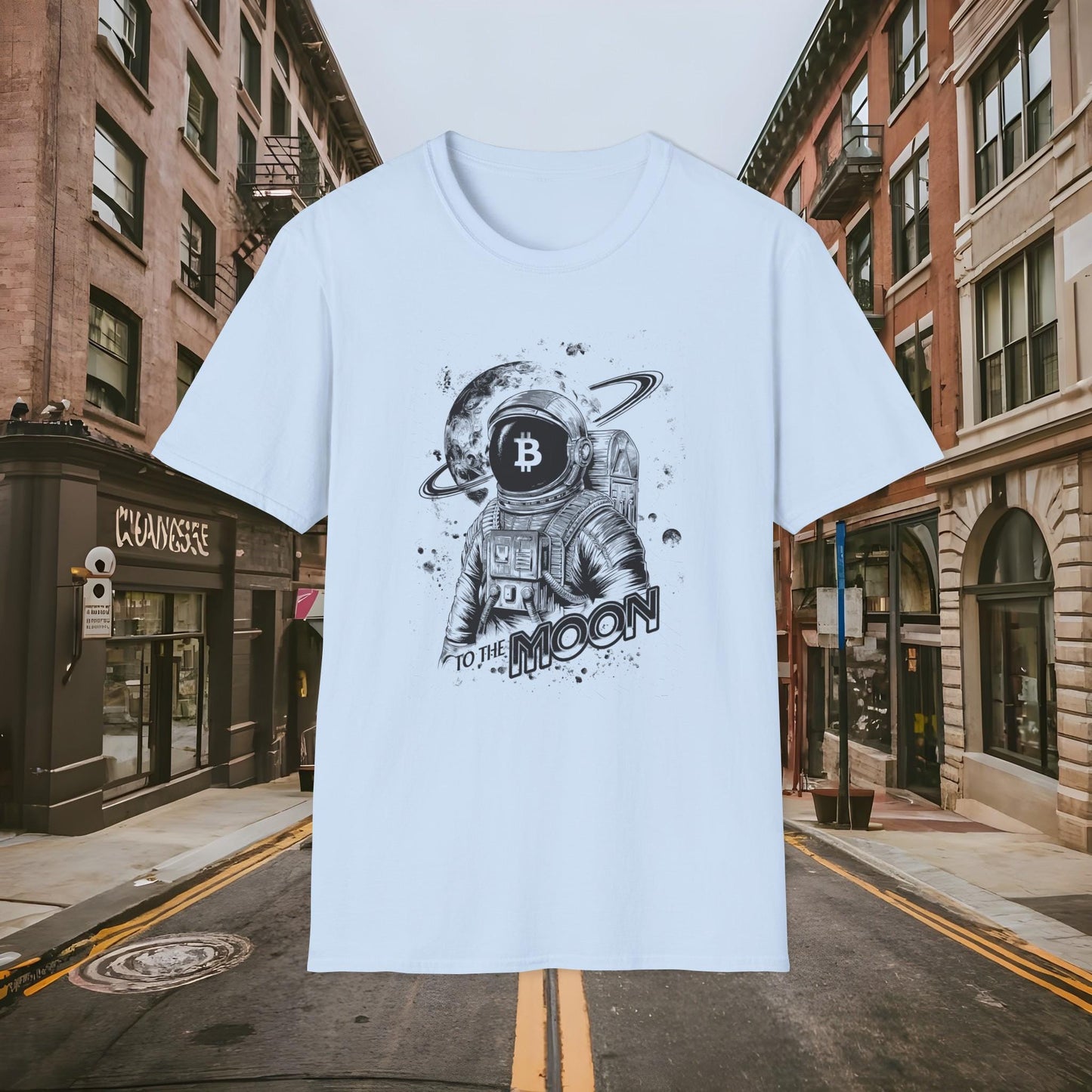 Bitcoin To the Moon Bitcoin Astronaut Shirt by Buck Matthews Designs
