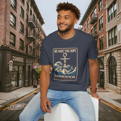 Hope As An Anchor for the Soul - Hebrews 6:19 Shirt by Buck Matthews Designs - Unisex Softstyle T-Shirt