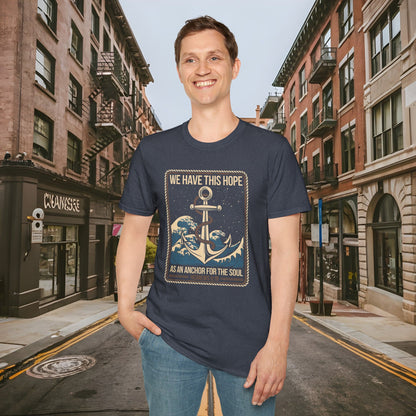 Hope As An Anchor for the Soul - Hebrews 6:19 Shirt by Buck Matthews Designs - Unisex Softstyle T-Shirt