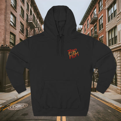 Rad Mom BMX Racing Hoodie - Retro BMX Mom Three-Panel Fleece Hoodie