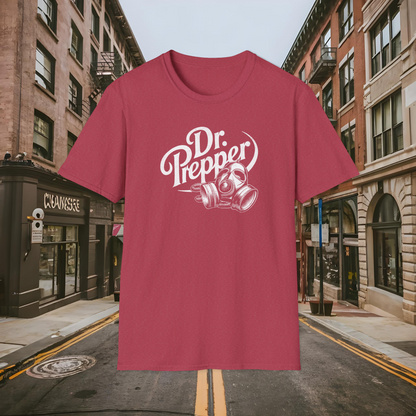 Dr. Prepper Gas Mask Funny Prepper Shirt - Vintage T-Shirt, Softstyle Tee, Retro Shirt, Perfect Gift for Birthdays, Events & Gatherings