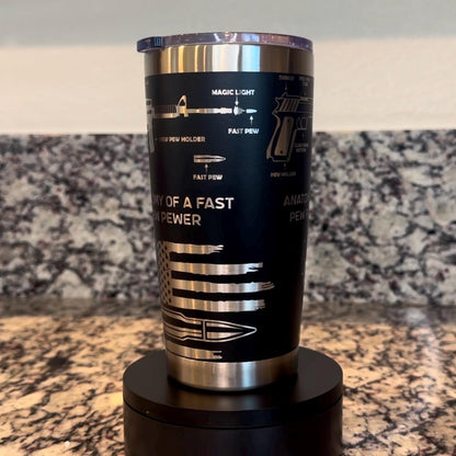 Anatomy of a Pew Pew Law Enforcement, Military, and Firearms Enthusiast Tumbler – 20 oz Laser Engraved Stainless Steel