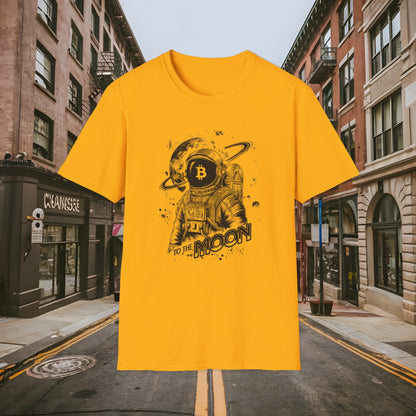 Bitcoin To the Moon Bitcoin Astronaut Shirt by Buck Matthews Designs
