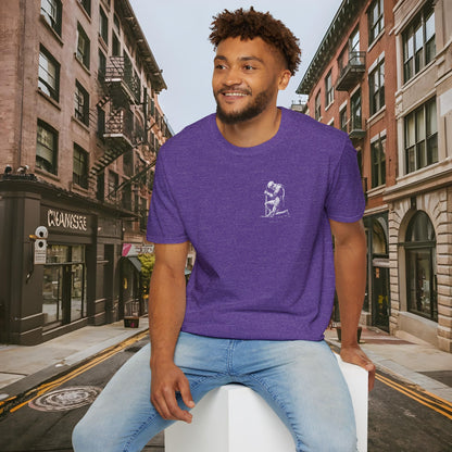 Praying Knight - Ephesians 6:10 - Armor of God - Inspirational Unisex Softstyle T-Shirt - Motivational Design