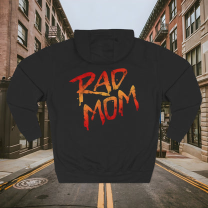 Rad Mom BMX Racing Hoodie - Retro BMX Mom Three-Panel Fleece Hoodie