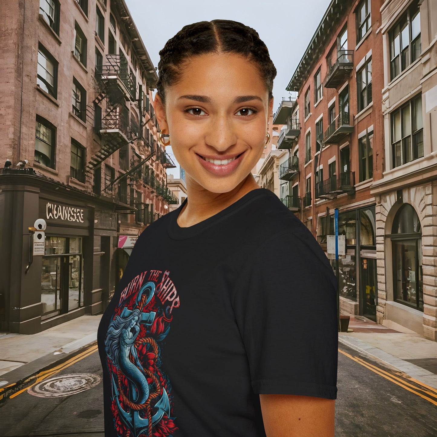 BTS - Burn the Ships Nautical Mermaid Unisex Softstyle Shirt by Buck Matthews