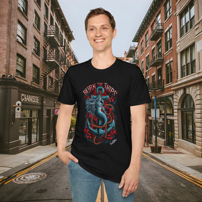 BTS - Burn the Ships Nautical Mermaid Unisex Softstyle Shirt by Buck Matthews