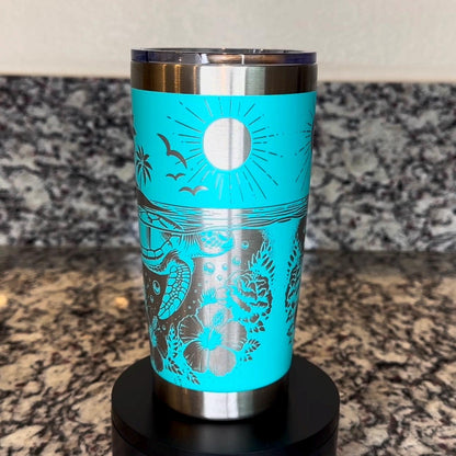 Personalized Sea Turtle 20 oz Stainless Steel Tumbler – Custom Full Wrap Engraved