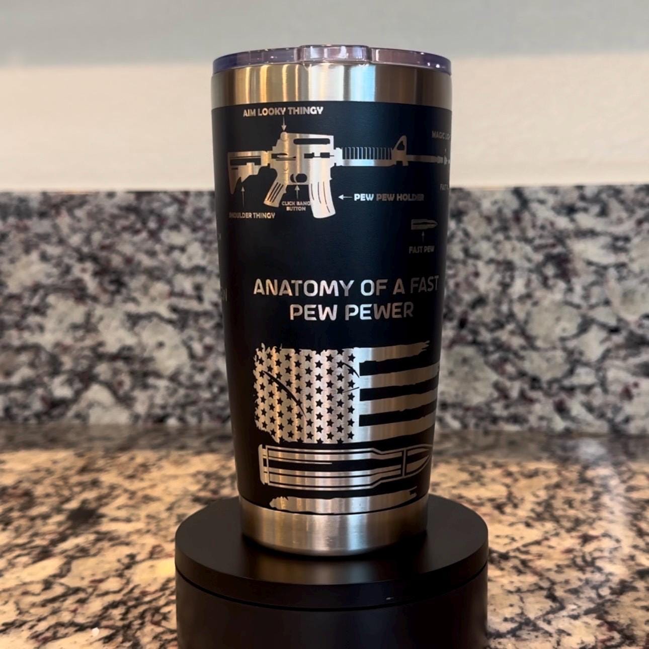 Anatomy of a Pew Pew Law Enforcement, Military, and Firearms Enthusiast Tumbler – 20 oz Laser Engraved Stainless Steel
