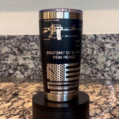Anatomy of a Pew Pew Law Enforcement, Military, and Firearms Enthusiast Tumbler – 20 oz Laser Engraved Stainless Steel